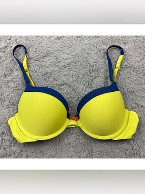 Aerie lime green and navy Harper bra
